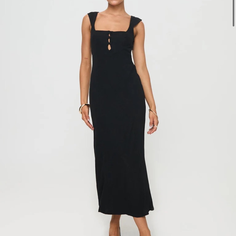 Princess Polly CHOSEN GIRL LINEN BLEND MIDI DRESS BLACK - Picture 5 of 10